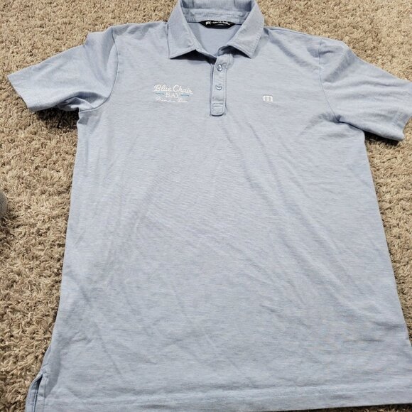 Travis Mathew Polo Shirt Mens Mediun Blue Short Sleeve Golf Logo - Picture 7 of 7